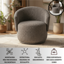 Ver imagem 4 de Poltrona Giratória Orgânica Decorativa Capri Bouclé Suave Design Redondo Luxo P/ Leitura Sala Quarto