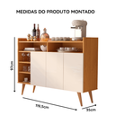 Ver imagem 5 de Buffet Três Portas Três Prateleiras Pés em Madeira Celta - Giga Móveis:Freijo/Off White