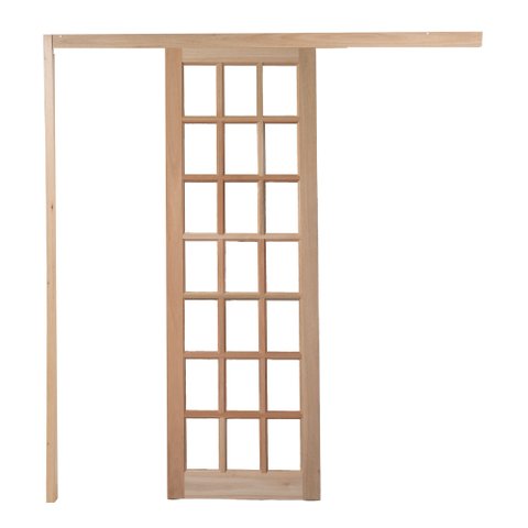 Porta de Correr Quadriculada C/ Kit Madeira