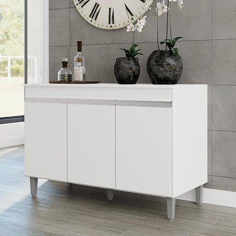 Balcão para Cozinha 3 Portas Leyton Branco