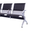 Ver imagem 2 de Cadeira Longarina Cromada com Estofado 4 Lugares com Braço