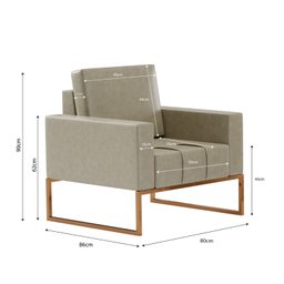Sofá para Escritório e Recepção 3 Lugares Corino Atena - 5
