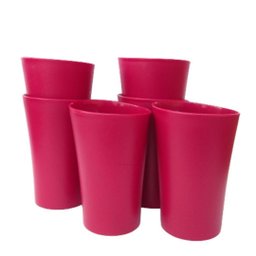 Kit 06 Copos Plastico Duro Resistente Bebidas 400Ml Vermelho - 1