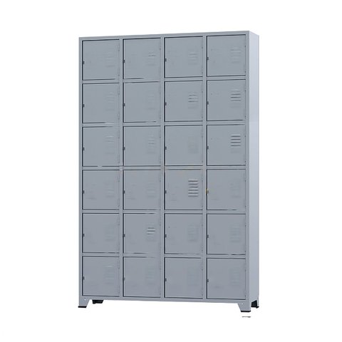 Armário Roupeiro de Aço 24 Portas para Vestiário Academia Locker Cinza