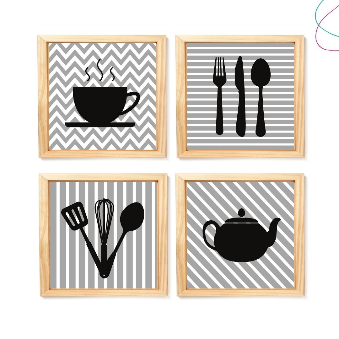 Kit 4 Quadros decorativos para Cozinha:Pinus