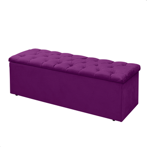 Baú Calçadeira Guarda Volumes Recamier Quarto Estofado:suede Roxo