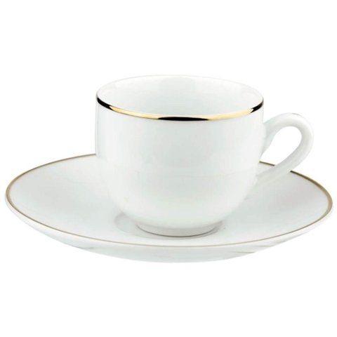 Jogo 36 Xícaras Café com Pires 90ml Legacy Gold Elegante Porcelana Bistrô Servir