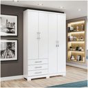 Ver imagem 1 de Guarda Roupa Solteiro 04 Portas 03 Gavetas Caju Henn Branco