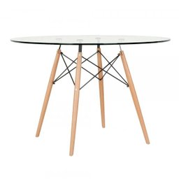 KIT - Mesa Eames com tampo de vidro 120 cm + 4 cadeiras Eiffel DAW Cinza claro - 2
