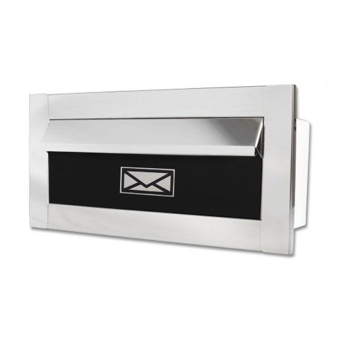 Caixa De Correio Inox espelh c/Tarja Preta 20cm profund