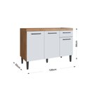 Ver imagem 4 de Balcão de Cozinha para Pia 3 Portas 1 Gaveta Giovanna Marrom/Freijó/Branco