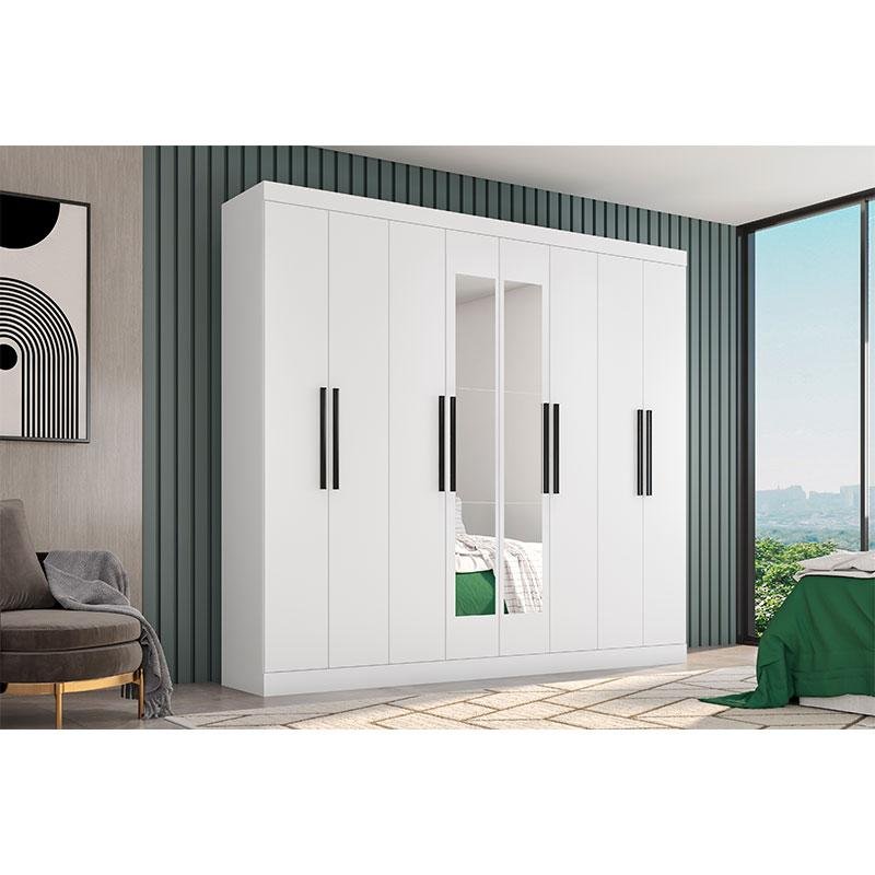 Guarda Roupa Casal Prime 1684 com Espelho e Cômoda Sapateira 8020