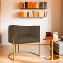 Ver imagem 1 de Poltrona Decorativa Base de Ferro Suede Munique