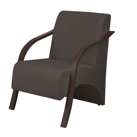 Poltrona Vênus 1 Lugar Braço Madeira DSalla Suede Marrom
