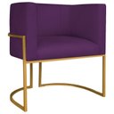Ver imagem 2 de Poltrona Decorativa Base de Ferro Suede Munique