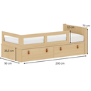 Ver imagem 4 de Cama Infantil com Duas Gavetas Proteção Lateral e Cabeceira Porta Livros Linha Join Quater