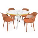 Ver imagem 1 de Conjunto Mesa de Jantar Redonda Solaris Branca 120cm com 4 Cadeiras Marcela - Marrom