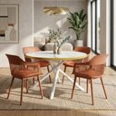 Ver imagem 2 de Conjunto Mesa de Jantar Redonda Solaris Branca 120cm com 4 Cadeiras Marcela - Marrom