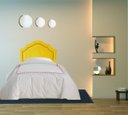 Ver imagem 3 de Cabeceira Cama Box Solteiro em Corino Amarelo com Tachas