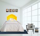 Ver imagem 2 de Cabeceira Cama Box Solteiro em Corino Amarelo com Tachas