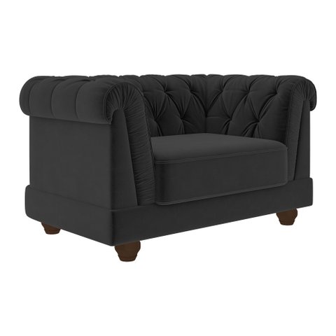 Poltrona Decorativa 130cm Apso Veludo Preto - Sallar Home