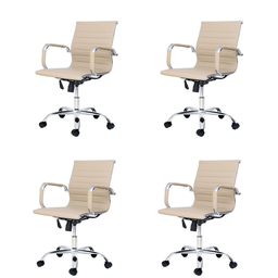 Kit com 4 Cadeira Diretor Charles Eames Esteirinha Couro Pu 11d - 1