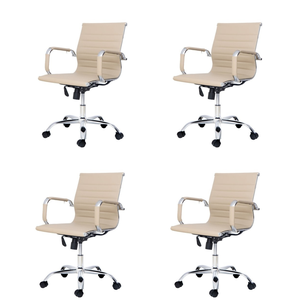 Kit com 4 Cadeira Diretor Charles Eames Esteirinha Couro Pu 11d