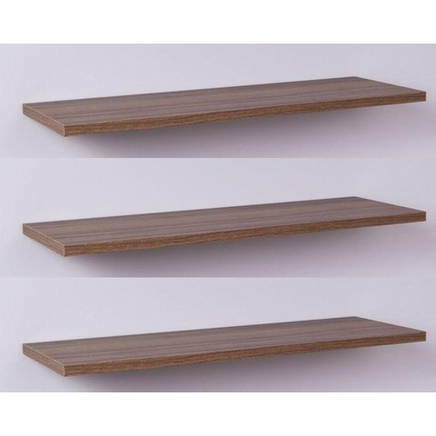 Kit com 3 Prateleiras 60 X 20cm Suporte Invisivel - Cor Nogal Malaga (madeira Escura)