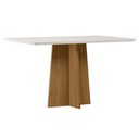 Ver imagem 1 de Mesa de Jantar 4 Lugares Retangular 135cm Tampo MDF com Vidro Miraz N01 Ypê Off White - Lyam Decor