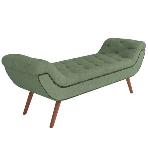 Puff Recamier Decorativo com Tachas 160 Cm Santorini P05 Bouclê Oliva - Lyam Decor