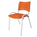 Ver imagem 3 de Kit com 10 Cadeiras Iso para Escola Escritório Comércio Laranja Base Branca