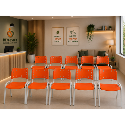 Kit 10 Cadeiras Design Moderno para Ambientes Corporativos, Clínicas e Recepções Base Branca