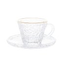 Ver imagem 1 de Xícara Cristal para Chá com Pires Borda Dourada Petra 180ml