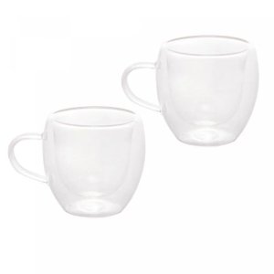 Conjunto 2 Xícaras de Café Parede Dupla de Vidro Borossilicato Modern 80ml Lyor 6,50x9 Cm