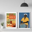 Ver imagem 2 de Kit 2 Quadros Samba Amanhã Há De Ser Outro Dia 24x18cm - com vidro:Madeira branca