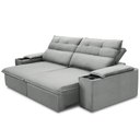 Ver imagem 6 de Sofá Retrátil Reclinável para Sala 3 Lugares 245cm Gordon F04 Veludo Cinza Claro - Lyam Decor