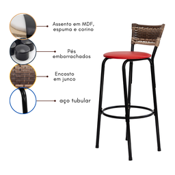 Banco para Bancada Banqueta Alta Cappuccino Balcão Cozinha Bistrô Área Gourmet Churrasqueira - 5