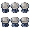 Ver imagem 1 de Kit 6 Poltronas Estofada Sol com Almofada em Corda Náutica e Base Alumínio Preta/azul Marinho
