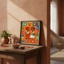 Ver imagem 2 de Quadro Erês Umbanda Candomblé 33x33cm Mold Preta Vidro