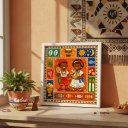 Ver imagem 1 de Quadro Erês Umbanda Candomblé 33x33cm Mold Preta Vidro