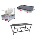 Ver imagem 1 de Kit Lanchonete Mesa de Manipulação 120x55cm + Fritadeira a Gás 1 Cuba + Chapa a Gás 60cm