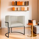 Ver imagem 1 de Poltrona Decorativa Base de Ferro Suede Munique