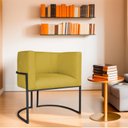 Ver imagem 1 de Poltrona Decorativa Base de Ferro Suede Munique