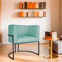 Ver imagem 1 de Poltrona Decorativa Base de Ferro Suede Munique