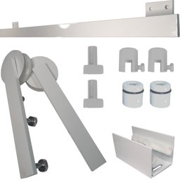 Kit p/ Porta Correr Celeiro 2 Roldanas - Alumínio Cantoneira 2,00 m - Branco - Al-Fer - 5 Kit p/ Porta Correr Celeiro 2 Roldanas - Alumínio Cantoneira 2,00 m - Branco - Al-Fer - 5