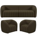 Ver imagem 1 de Kit Sofá 04 Lugares para Sala 292 Cm com 02 Poltronas Lazio M03 Veludo Marrom - Lyam Decor