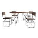 Ver imagem 6 de Mesa Jantar Industrial Trama 1,40x0,80m Amêndoa com 4 Cadeiras Estofadas Vitória Bege e Preta