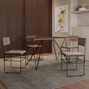 Ver imagem 1 de Mesa Jantar Industrial Trama 1,40x0,80m Amêndoa com 4 Cadeiras Estofadas Vitória Bege e Preta