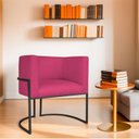 Ver imagem 1 de Poltrona Decorativa Base de Ferro Suede Munique