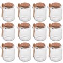 Ver imagem 1 de Conjunto 12 Potes de Vidro com Tampa de Rolha Colher de Bambu Porta Temperos 240ml Lyor